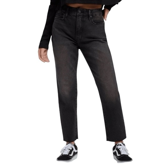 Good American Denim - NWT GOOD AMERICAN Girlfriend Jeans, High Rise, Straight, Black Wash, Size 13/31